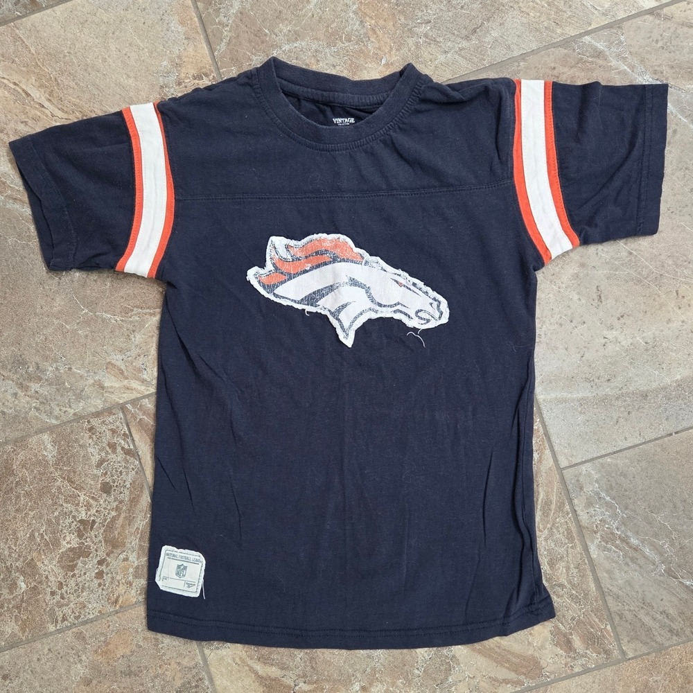 Reebok Dark Blue NFL Denver Broncos‎ Tee with Orange Accents Youth S